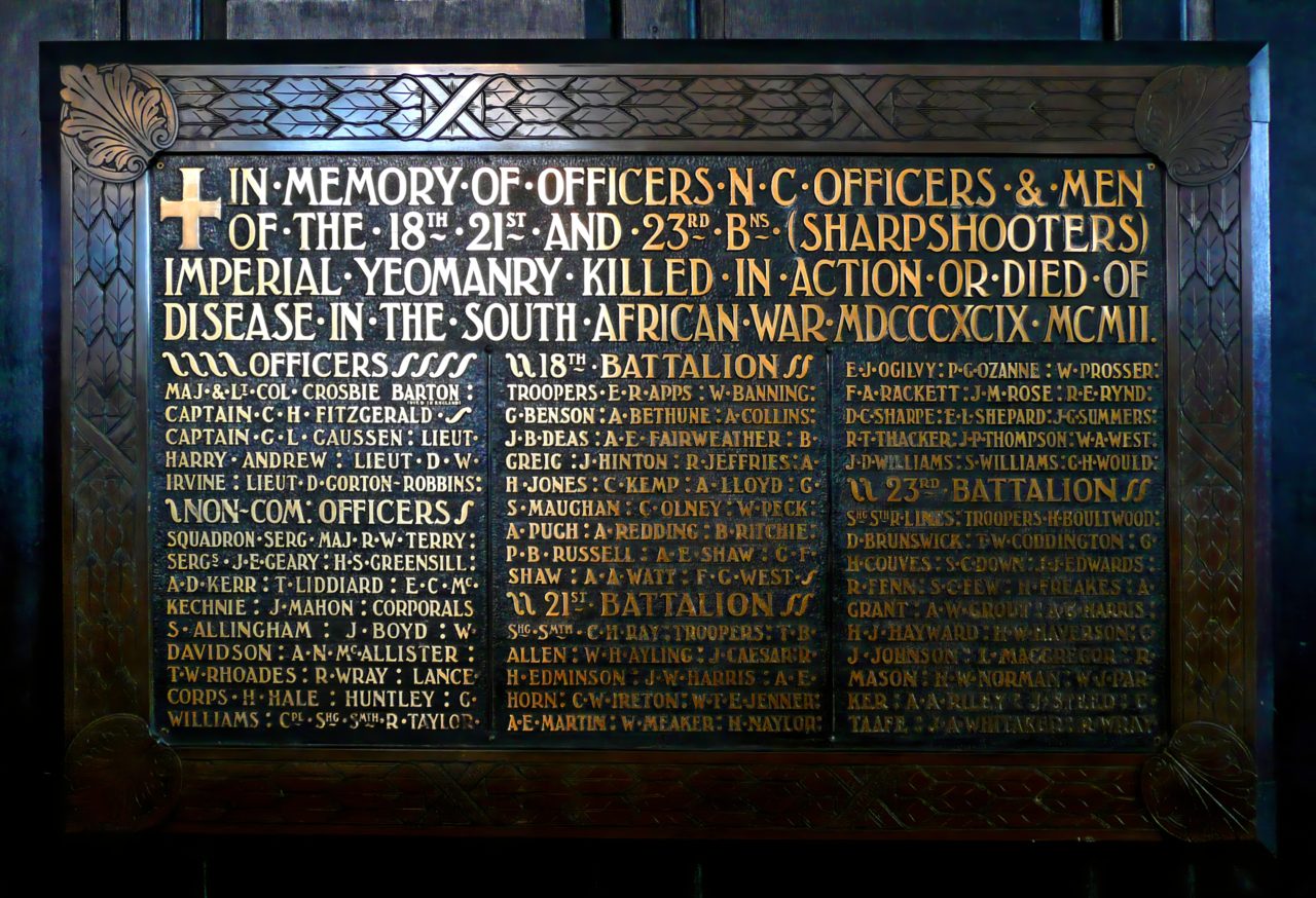 A memorial plaque with a list of the deceased soldiers.